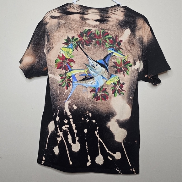 Guy Harvey Acid Washed Graphic Tee Hanes Beefy Tagless Shirt Size Medium - Picture 2 of 5